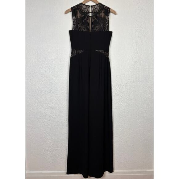BCBGMaxazria Laden Lace Blocked Wide Leg Jumpsuit Black Size 6 - Picture 5 of 7